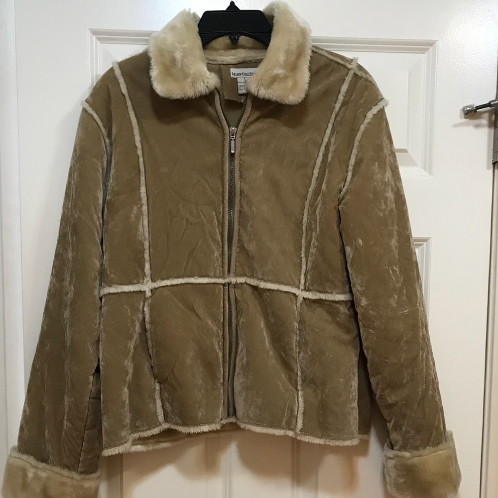 MISS CALIFORNIA - tan furry jacket - large